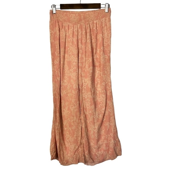 Amuse Society Coasting Along Pink Floral Wide Leg Pant S - Picture 2 of 4